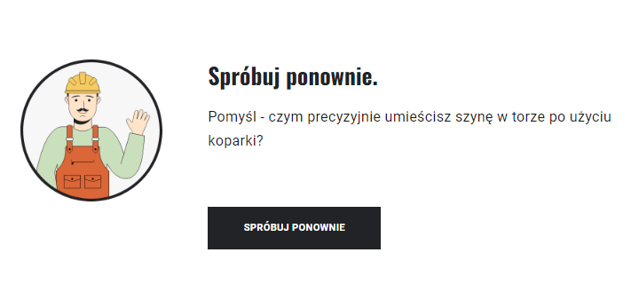 Ekran z negatywną informacją zwrotną