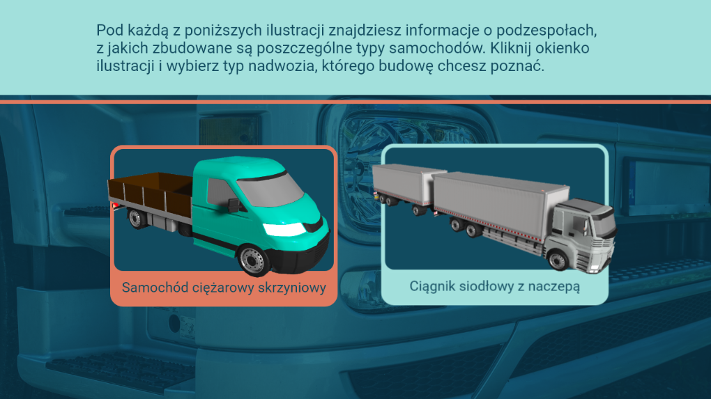 Ekran wyboru pojazdu w symulatorze