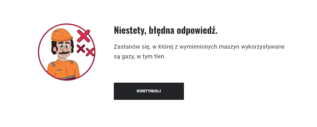 Komunikat o błędnej odpowiedzi