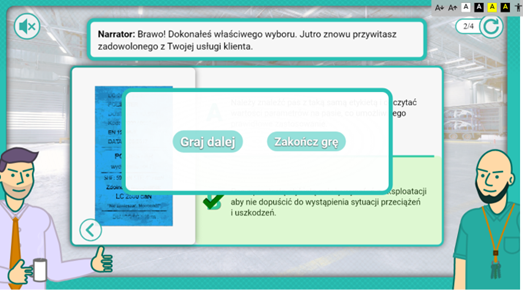 Przykładowy ekran przerwania gry