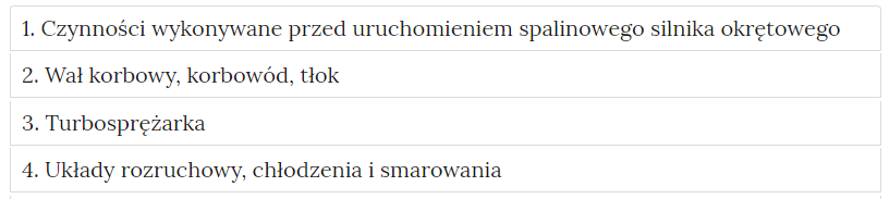 Zdjęcie przedstawia przykładowy wygląd zakładek zawierających interaktywne materiały sprawdzające. Składają się one z prostokątnych paneli umieszczonych jeden pod drugim. Każdy panel posiada numer oraz tytuł, który nawiązuje do zawartego w nim zadania.
