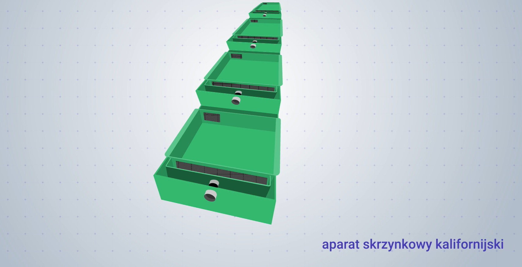 Obrazek przedstawia aparat skrzynkowy kalifornijski. Ma on postać prostokątnych skrzynek.