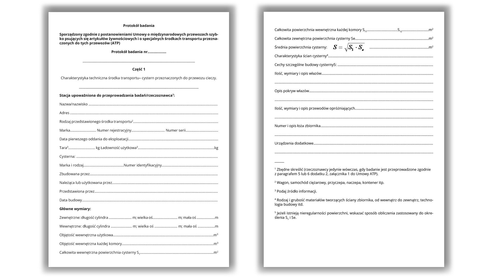 Grafika przedstawia poglądowo dokument badania technicznego środków transportu ATP - wzór nr 1B.