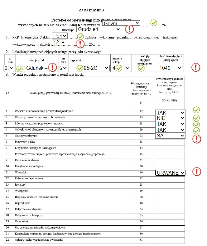 Dokumentacja interaktywna ze sprawdzoną poprawnością wypełnienia pól