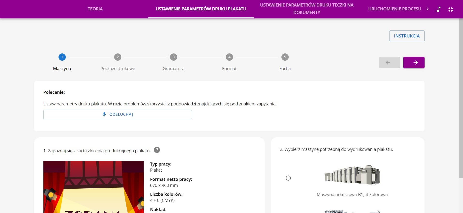 Widok ekranu symulatora