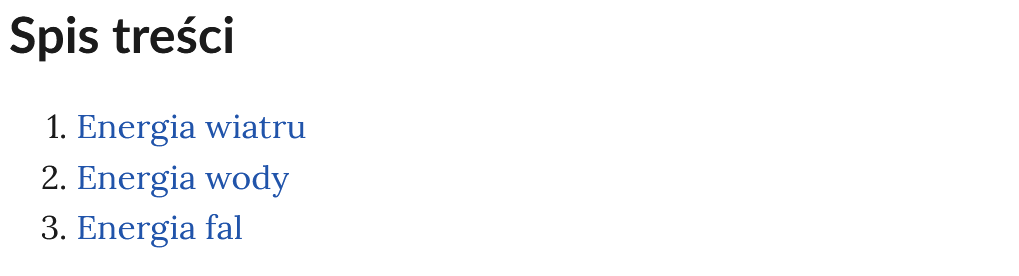 Ilustracja przedstawia spis treści multimedium. Spis nawiguje do trzech części opisanych numerami i tytułami.