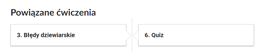 Widok na przykładowe przyciski ćwiczeń powiązanych