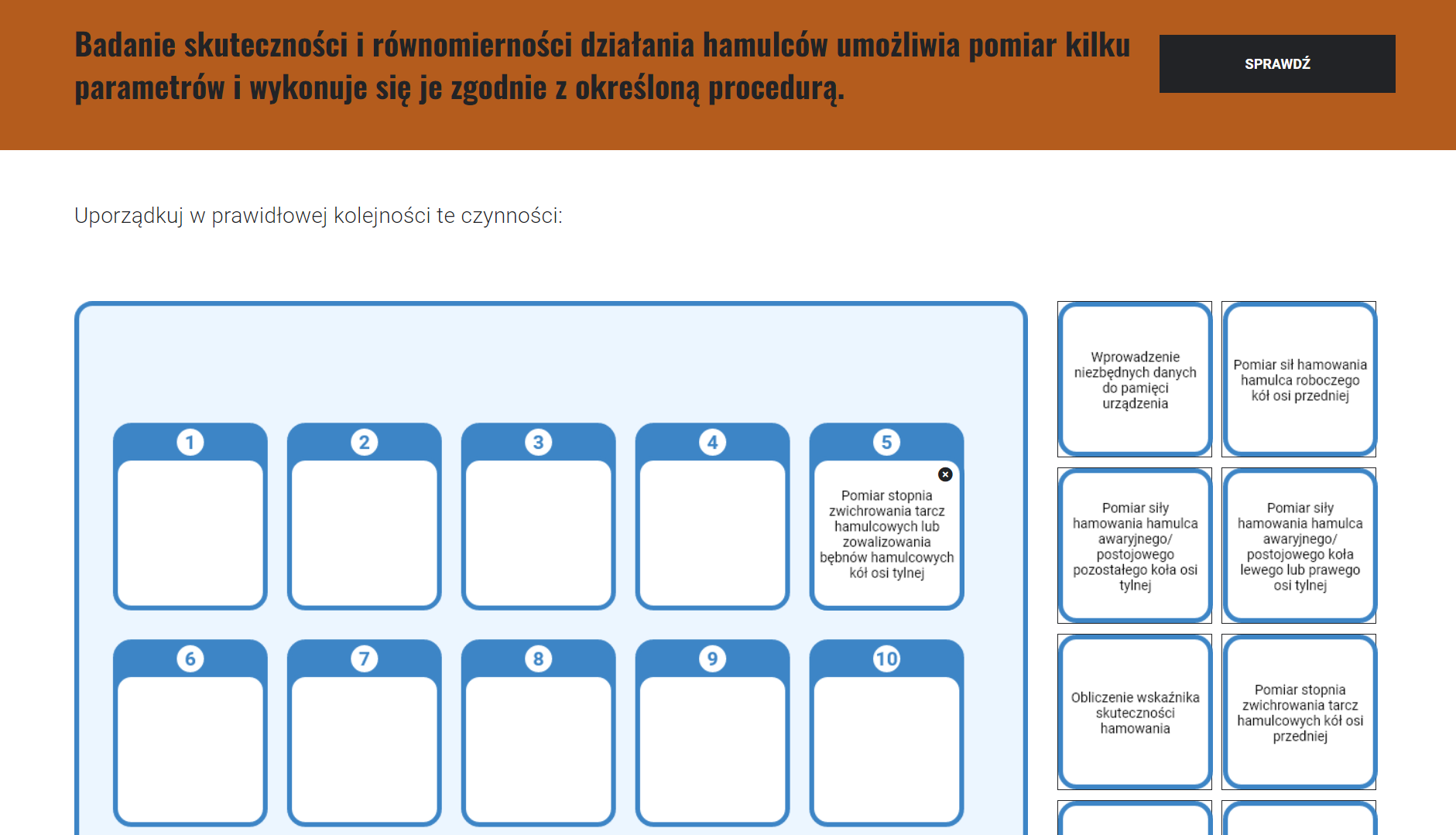 Przykładowe ćwiczenie w grze