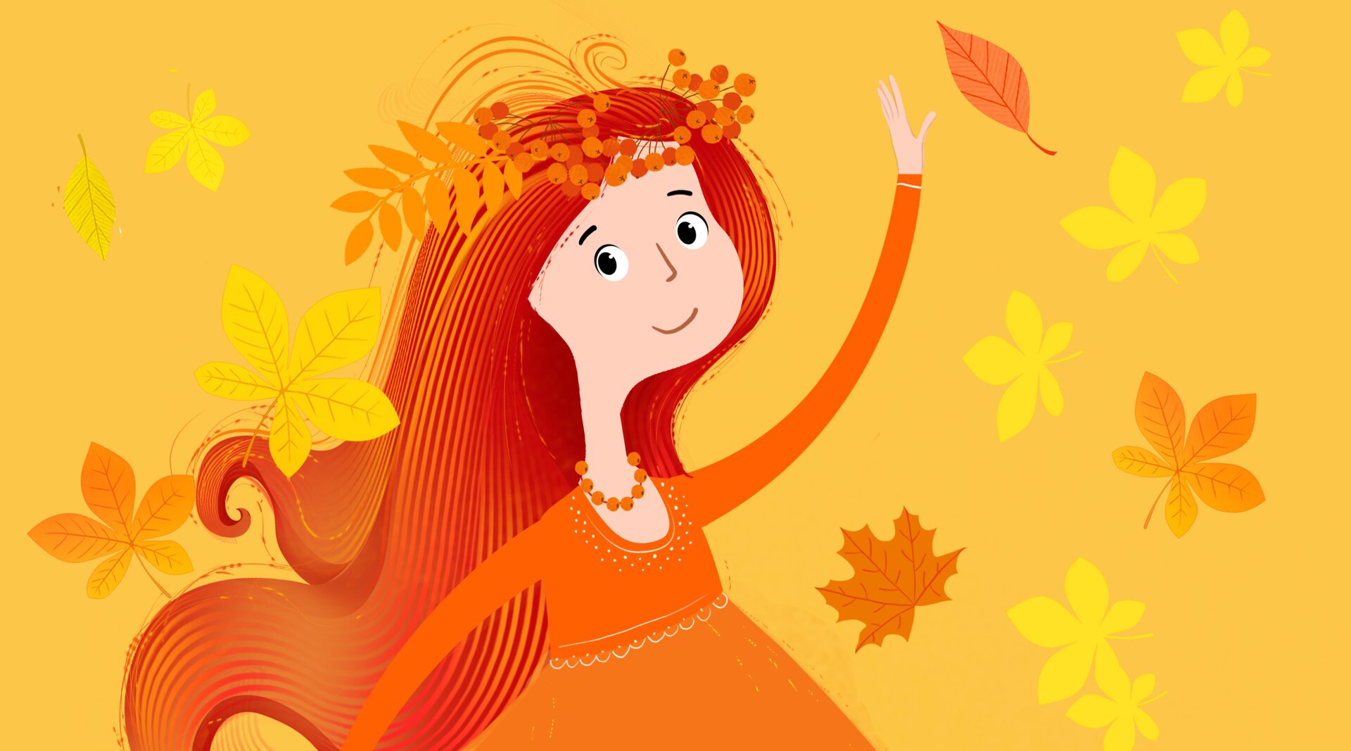 Na ilustracji znajduje się Pani jesień.