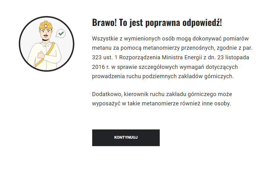 Ilustracja przedstawia przykładowy komunikat o poprawnej odpowiedzi