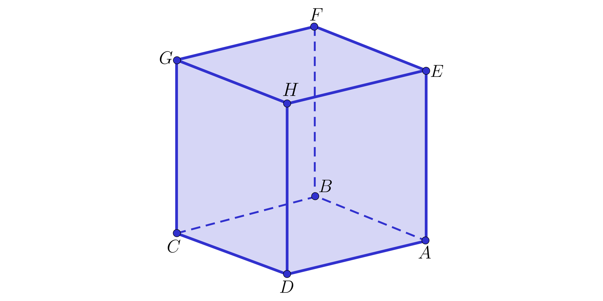 Ilustracja przedstawia sześcian o wierzchołkach A B C D E F G H.