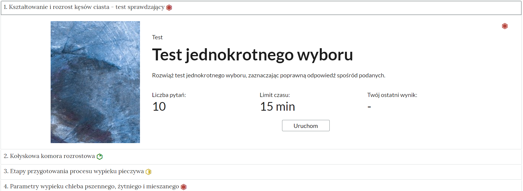 Grafika przedstawia widok ekranu interaktywnych materiałów sprawdzających.