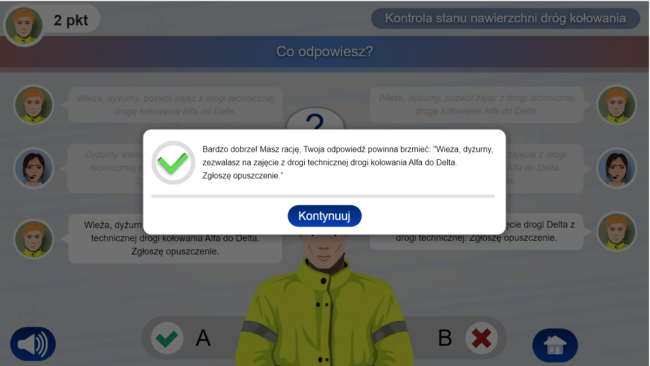 Przykładowy komunikat o poprawnej odpowiedzi
