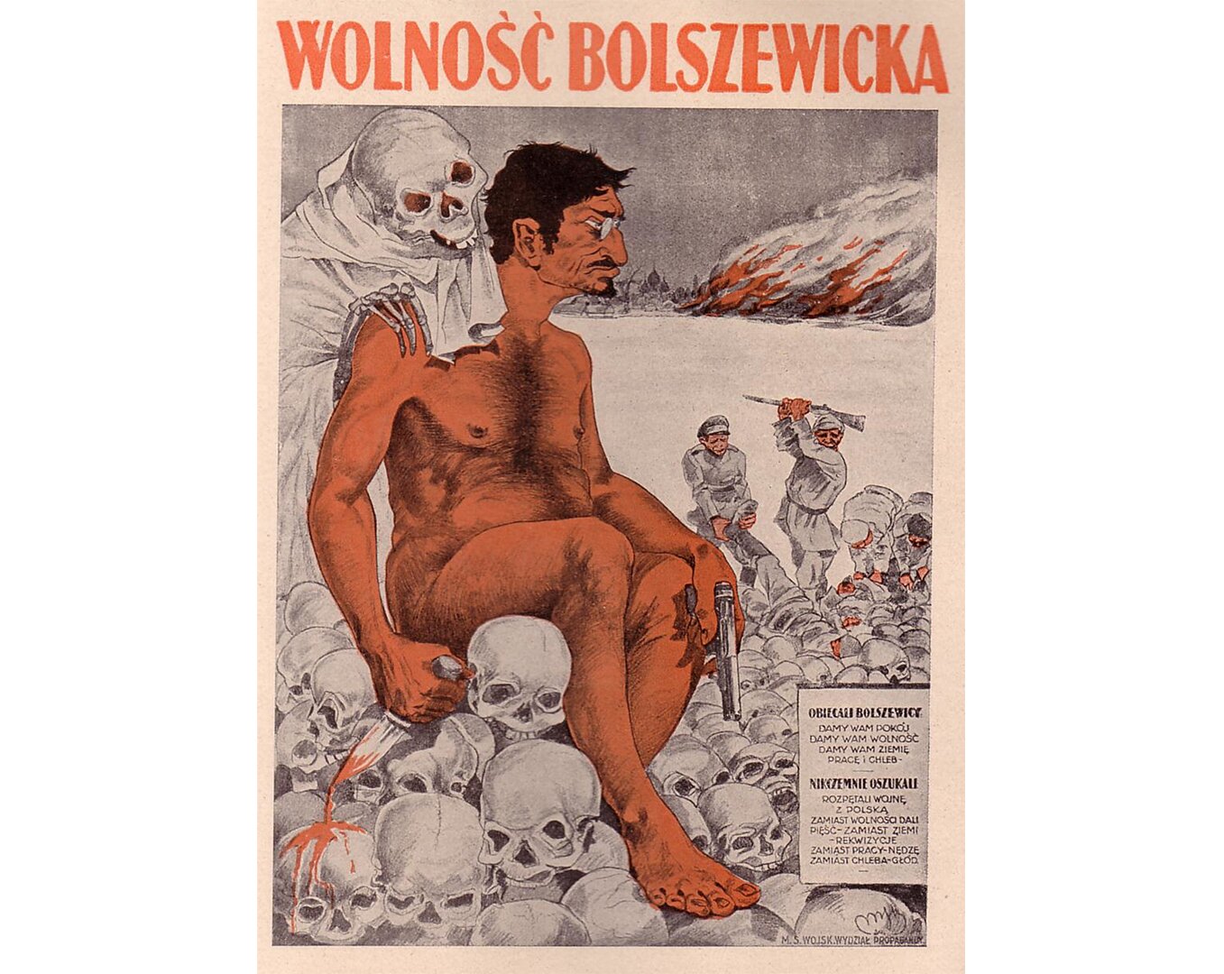 Grafika przedstawiająca polski plakat propagandowy.