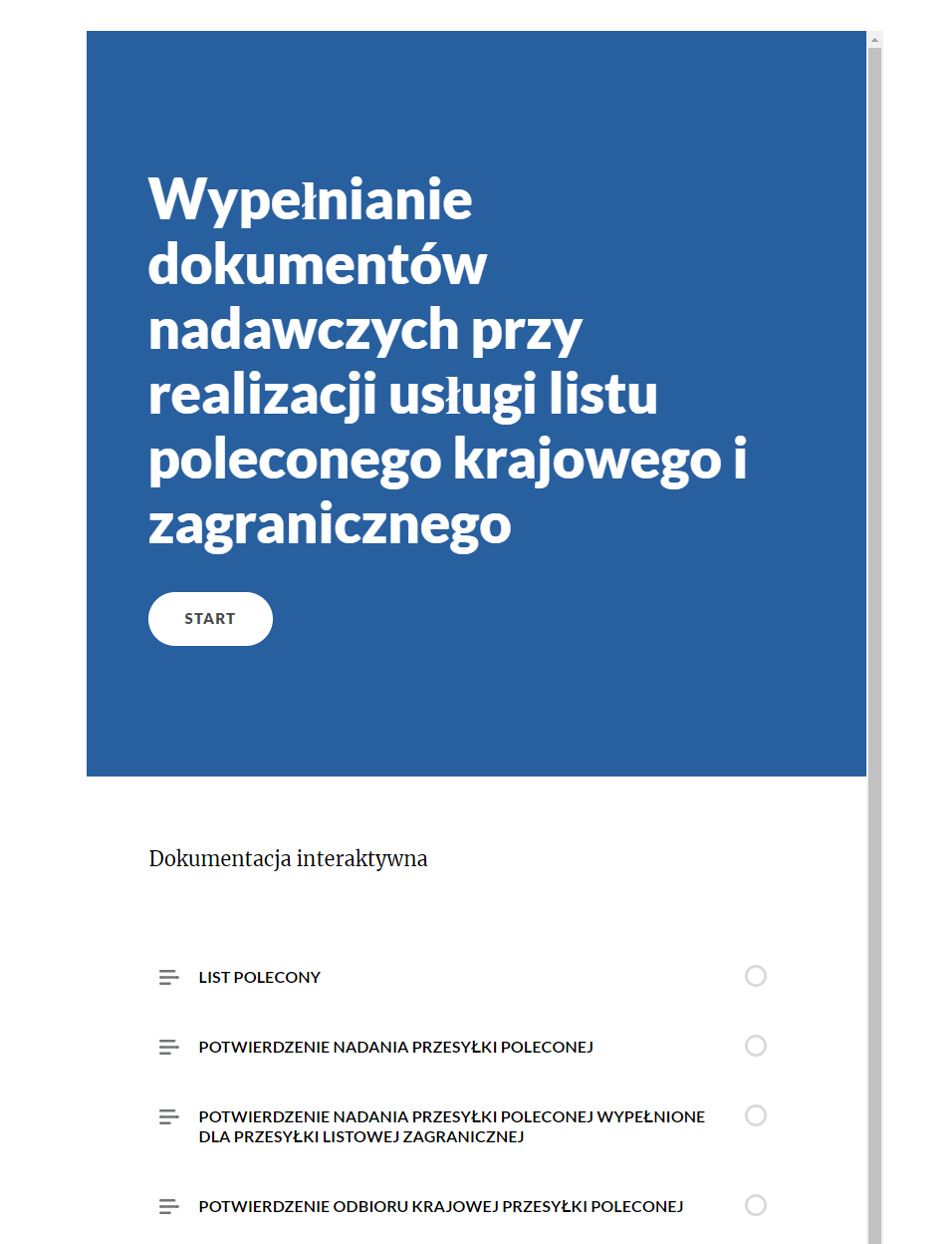 Ekran początkowy dokumentacji interaktywnej