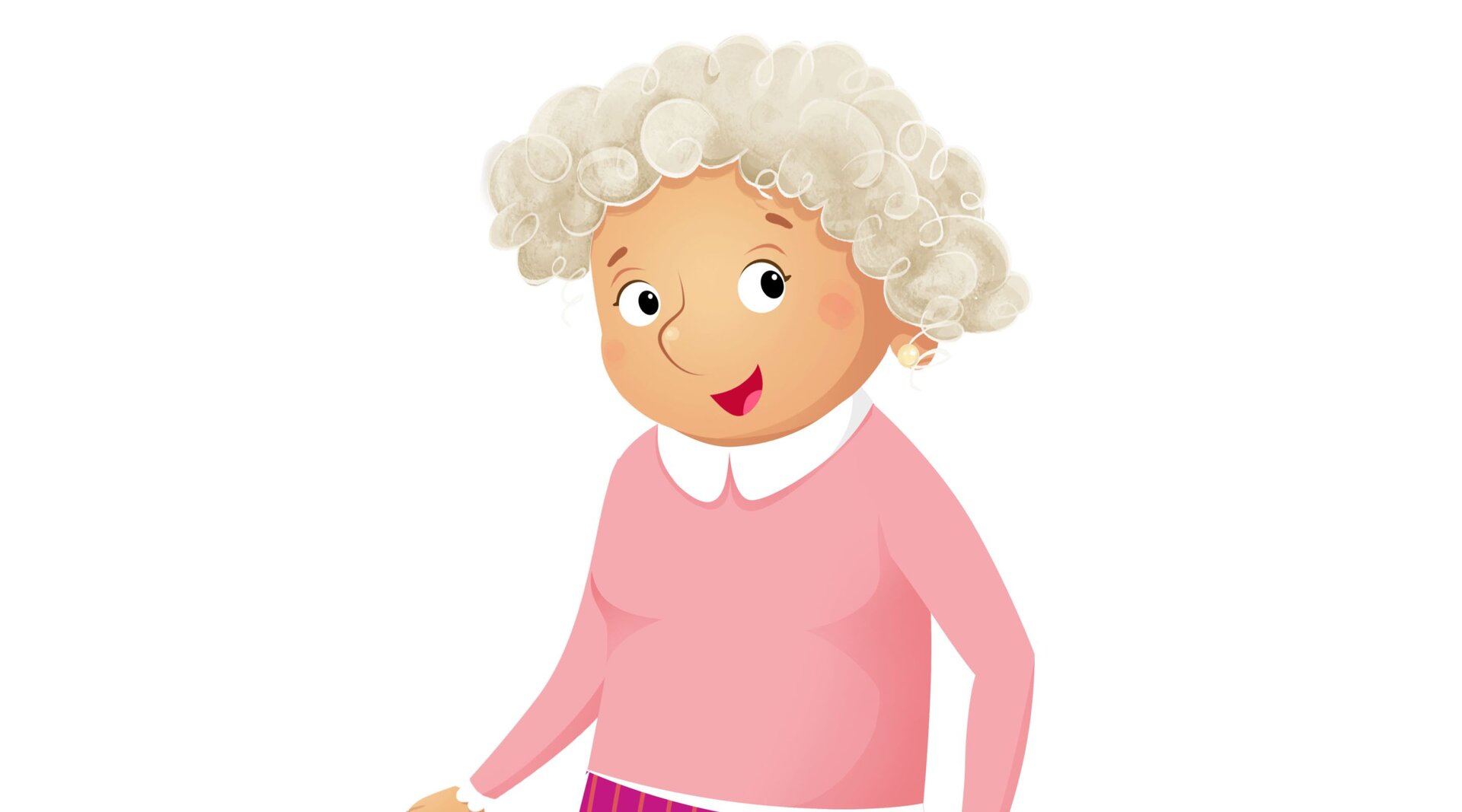 Na ilustracji znajduje się starsza kobieta z siwymi włosami. 