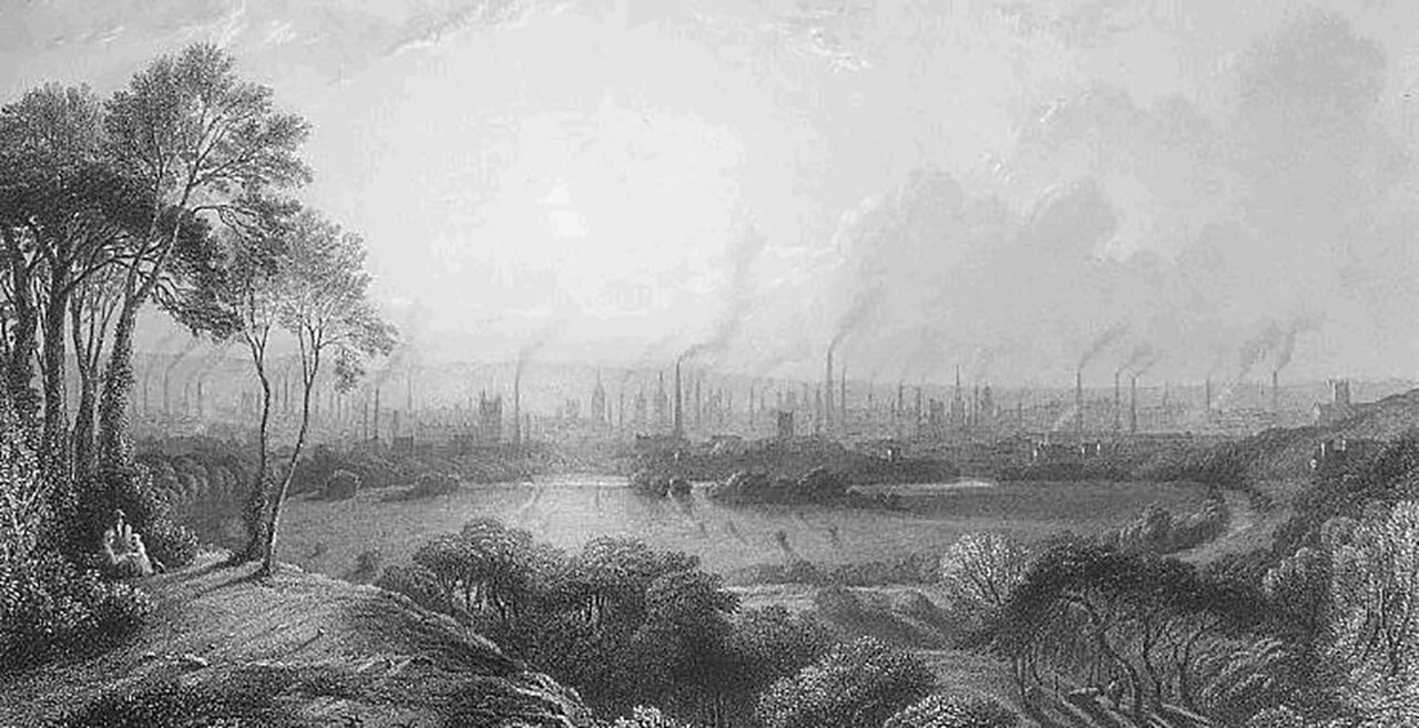 Ilustracja przedstawiająca region Manchester, Anglia.