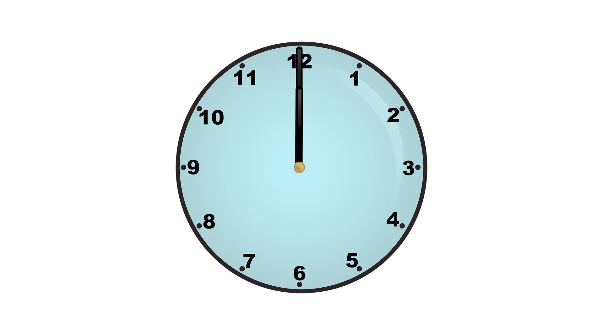 Na ilustracji znajduje się zegar, który wskazuje godzinę dwunastą.