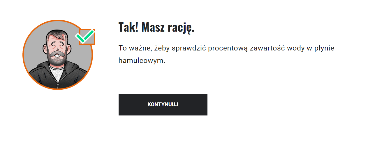 Przykładowy komunikat o poprawnej odpowiedzi w grze