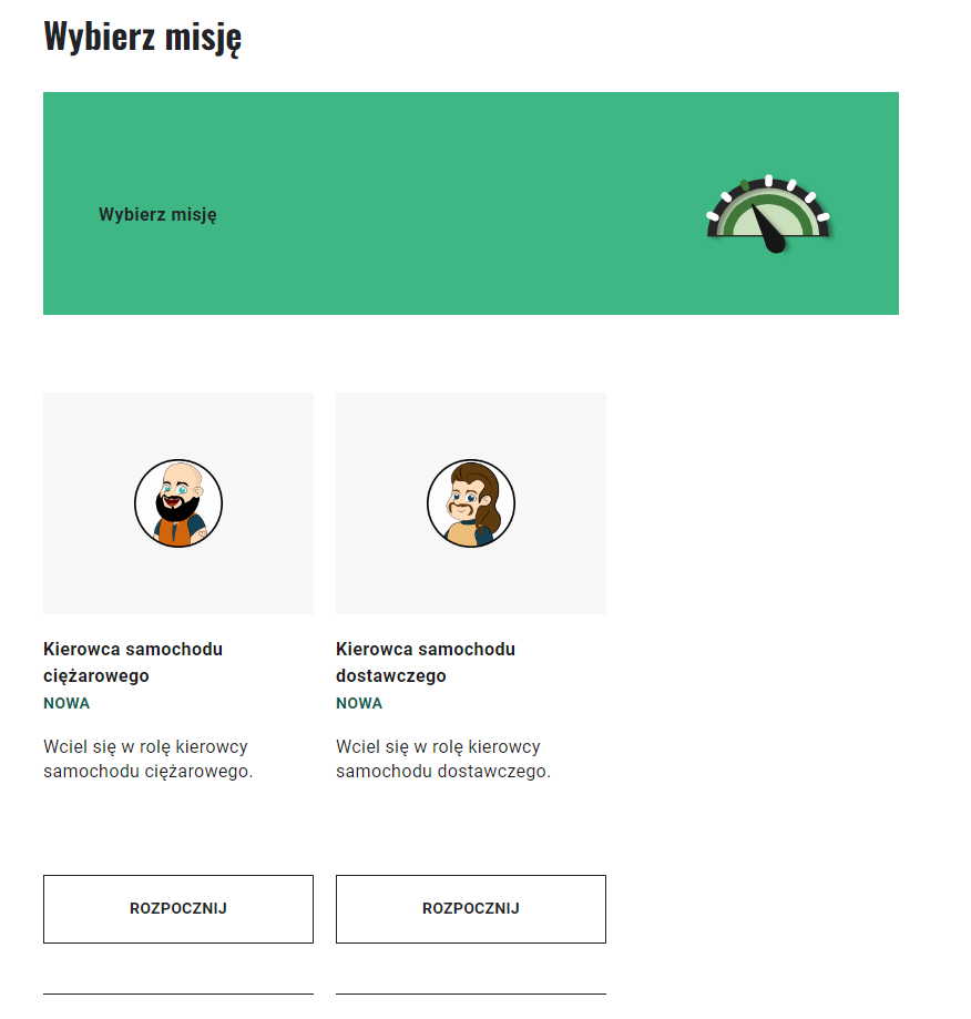 Przykładowy ekran wyboru misji