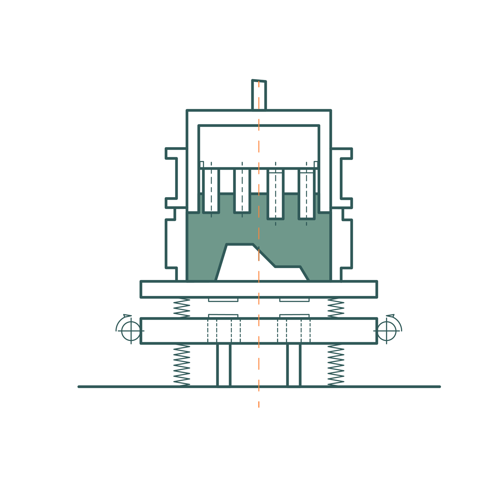 Schemat budowy formierki wibracyjno‑prasującej