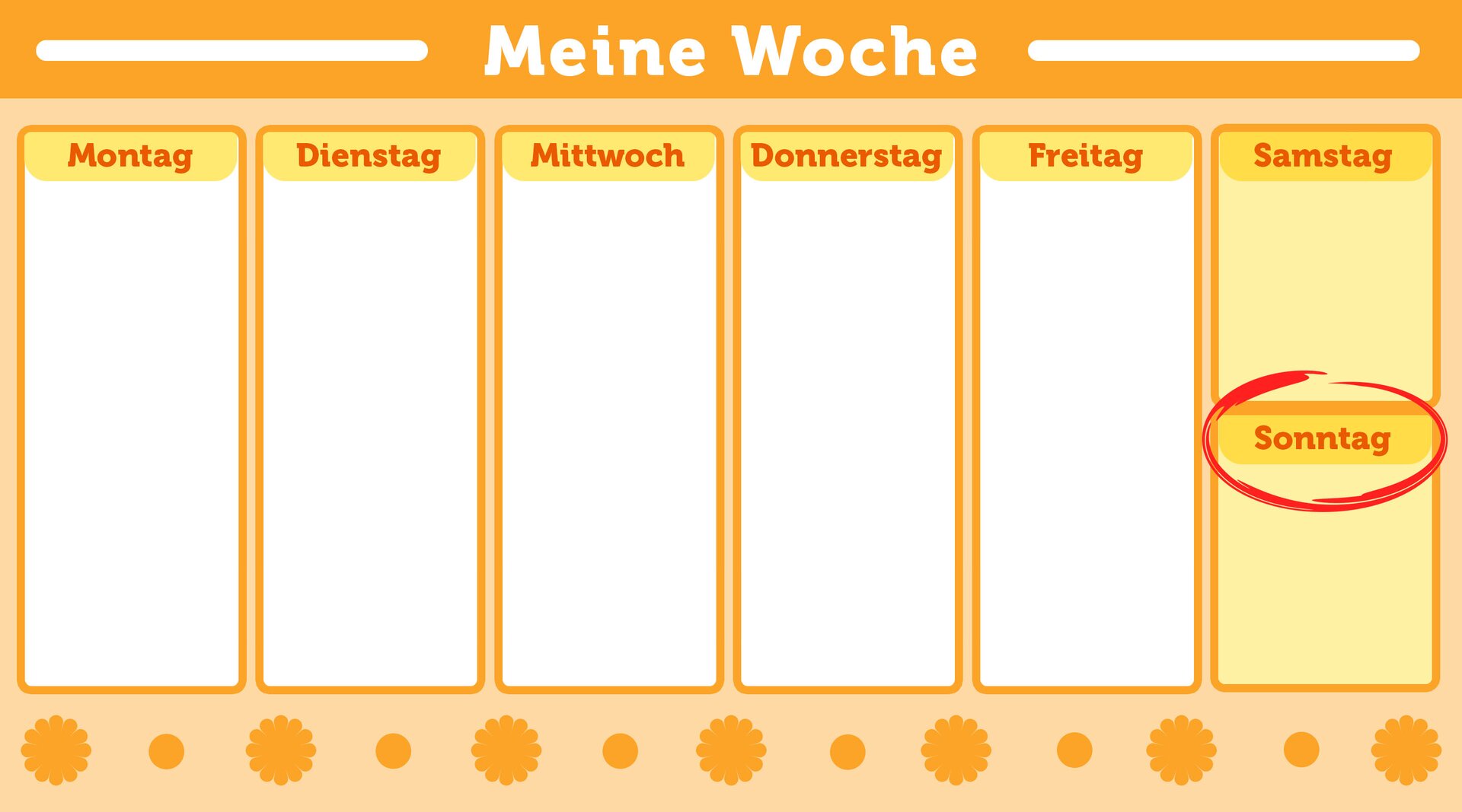 Na ilustracji znajduje się kalendarz, w którym została zakreślona niedziela.