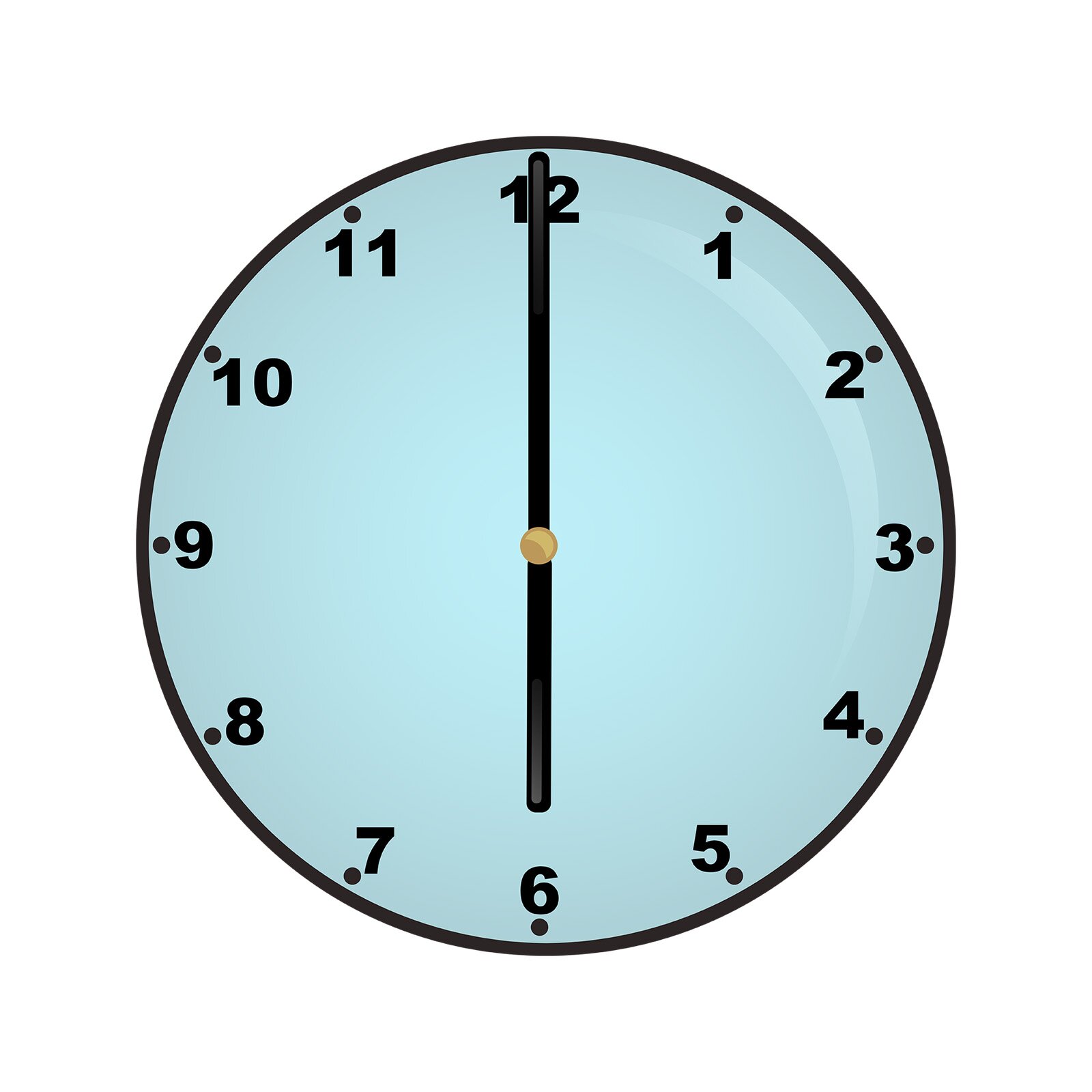 Ilustracja przedstawia zegar wskazujący godzinę szóstą.