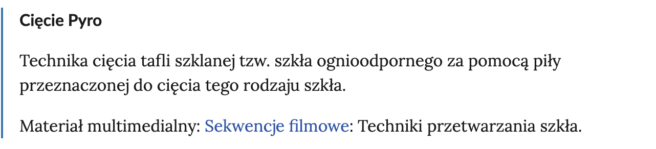 Ilustracja przedstawia definicję ze słownika lekcji, hasło Cięcie Pyro. 