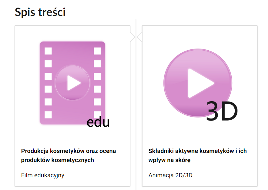 Widok na fragment spisu treści