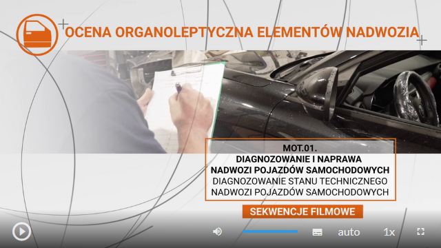 Przykładowa plansza początkowa filmu. U góry znajduje się symbol i tytuł lekcji, w tle grafika powiązana z e‑materiałem, a w ramce w prawym dolnym rogu znajduje się obszar, którego dotyczy film.