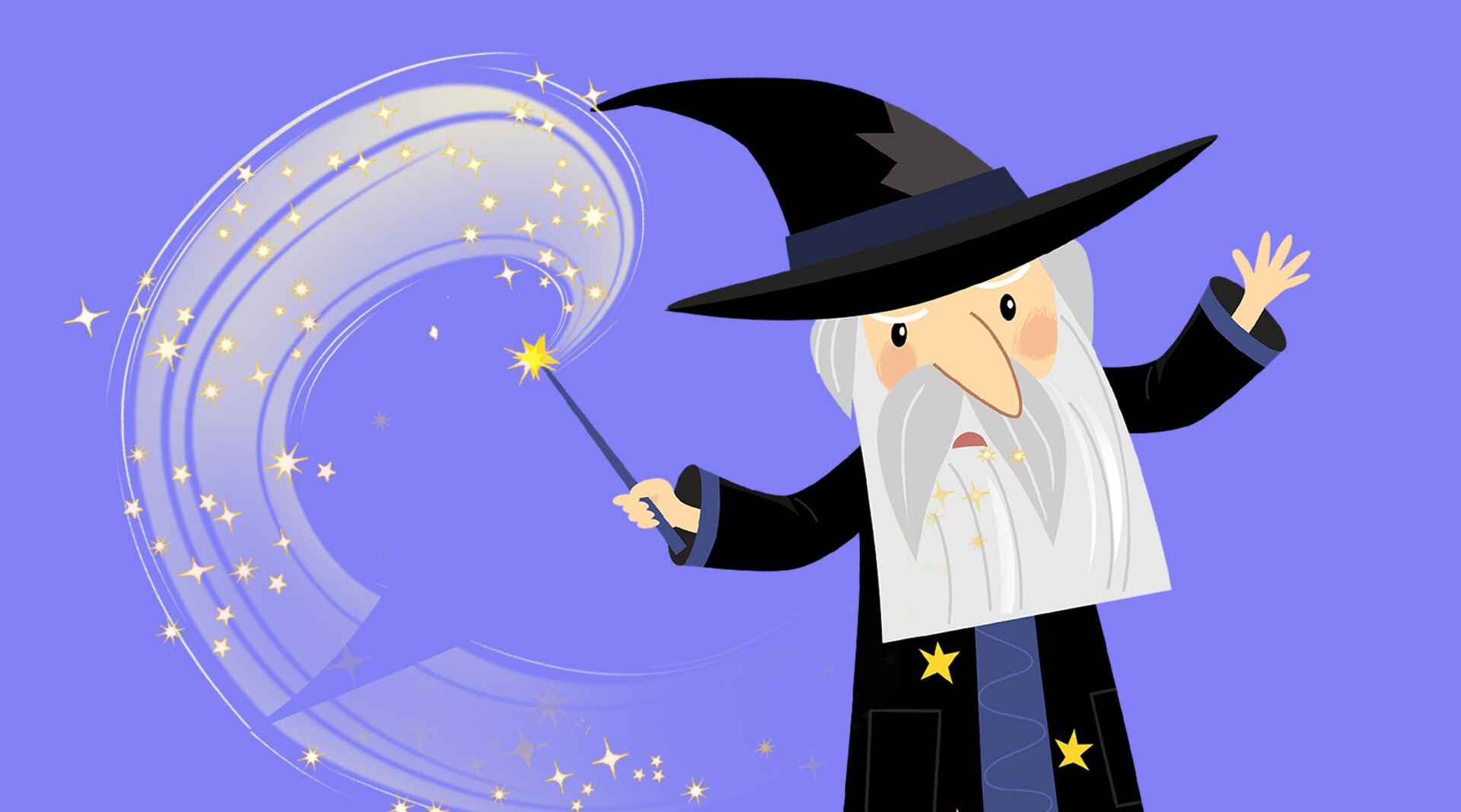 Na ilustracji znajduje się czarodziej robiący sztuczki .
