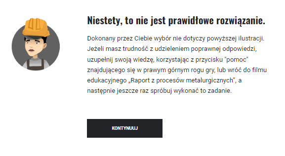 Komunikat o błędnej odpowiedzi