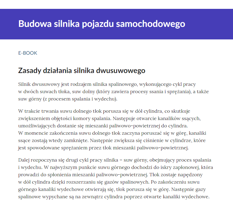 Przykładowe zagadnienia pojawiające się po wyborze jednej z pozycji spisu treści