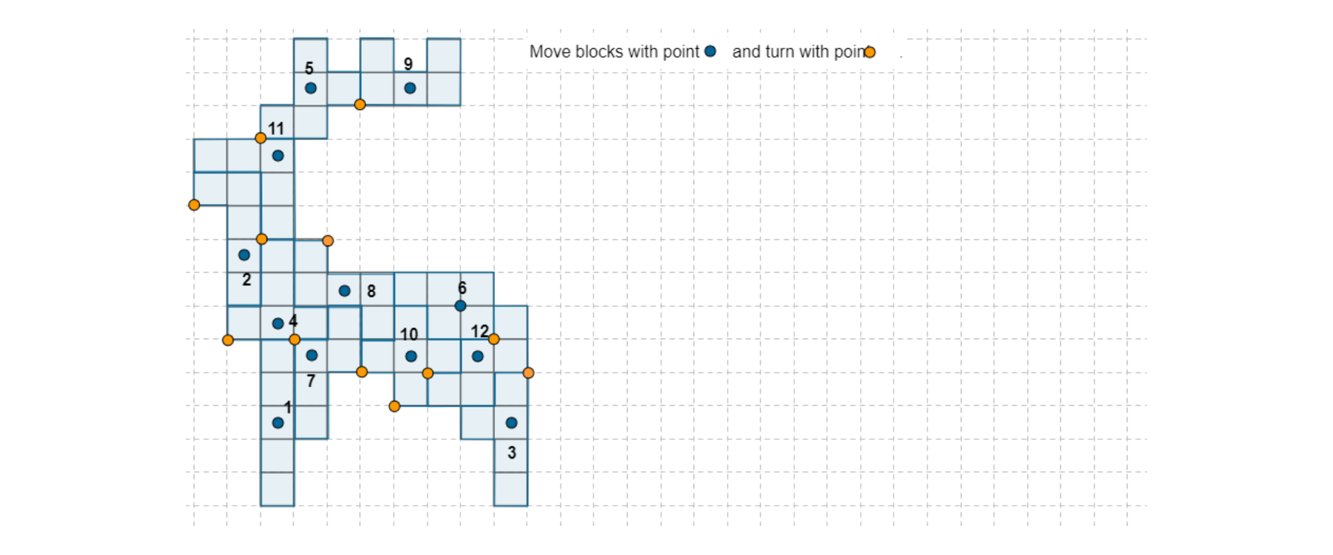 Po lewej stronie rysunku jest ilustracja jelenia skladająca się z 60 kwadratów, wypełniona dwunastoma wielokątami, złożonymi z pięciu jednakowych kwadratów.