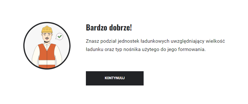 Komunikat o poprawnej odpowiedzi w grze