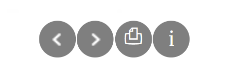 Na ilustracji znajdują się cztery okrągłe przyciski. Pierwsze dw to strzałki zwrócone w przeciwnych kierunkach, kolejna to opcja drukowania elementu, ostatnia ikonka pozwala wyświetlić informacje na temat przyrządu.