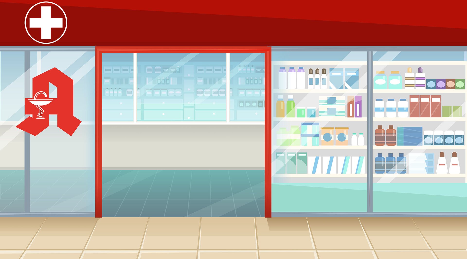 Ilustracja przedstawia aptekę. 