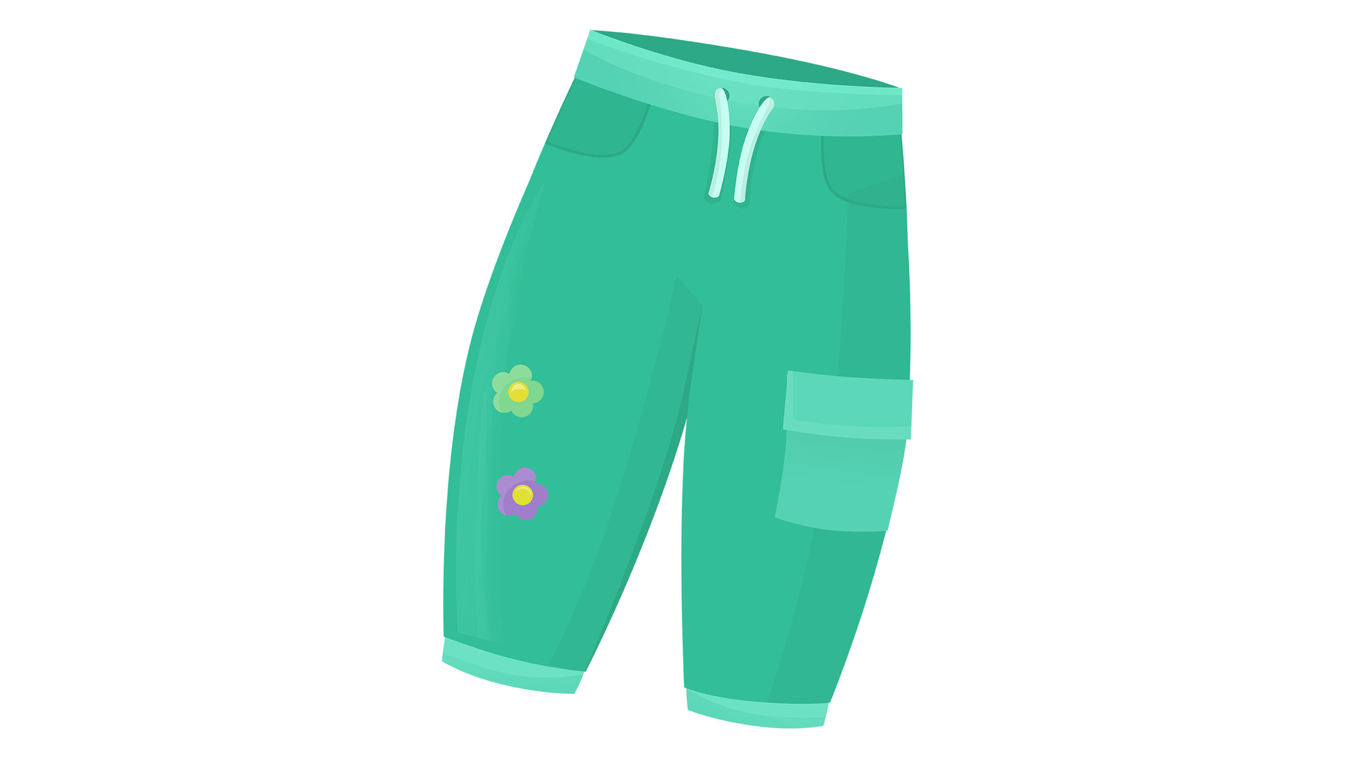 Na ilustracji znajdują się  zielone spodnie.