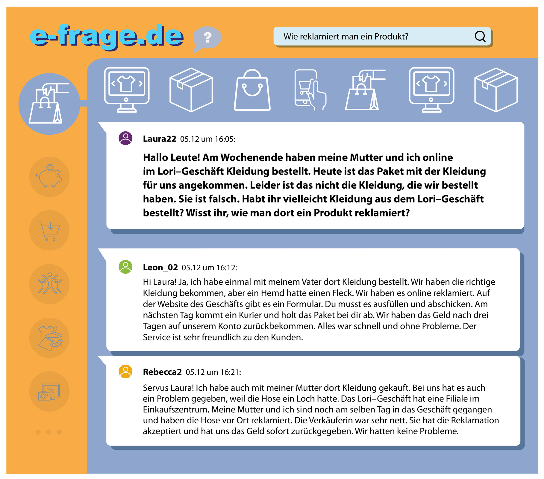 Ilustracja przedstawia forum internetowe. Transkrypcja jest dostępna poniżej.