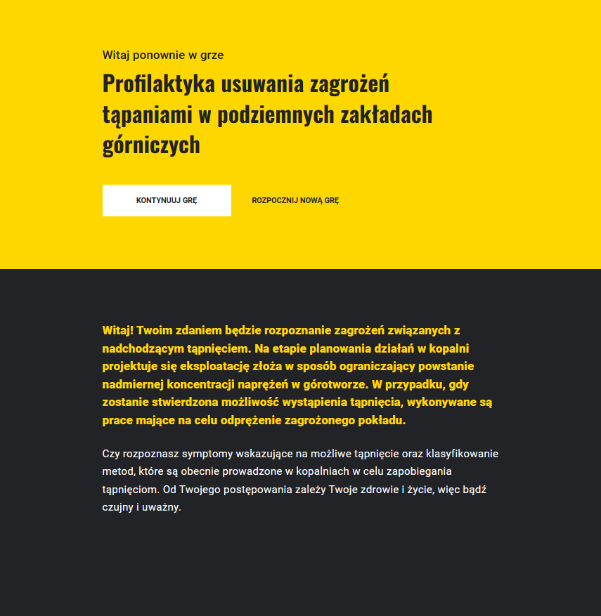 Przykładowy ekran po przerwaniu gry