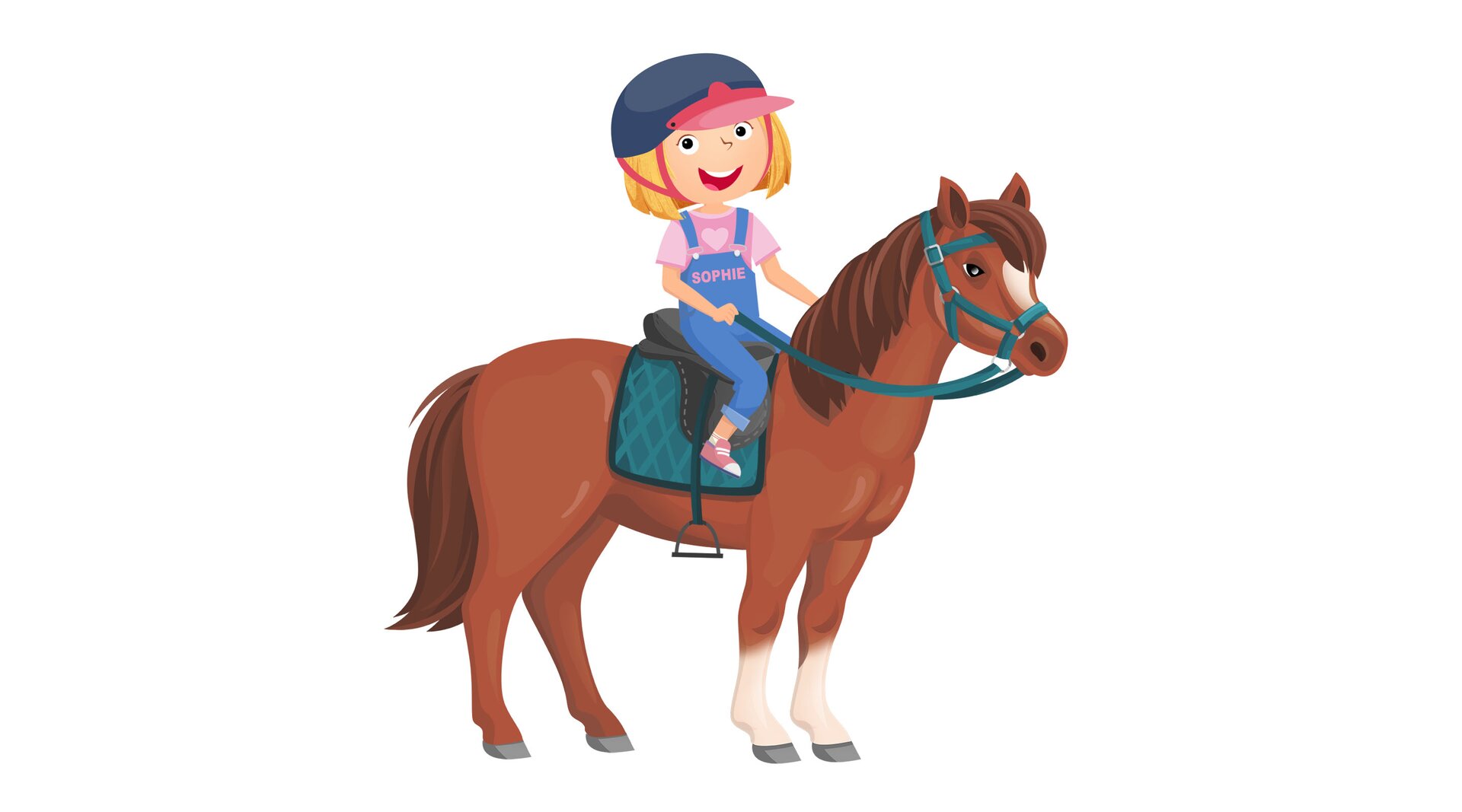 Na ilustracji znajduje się dziewczynka jadąca konno.