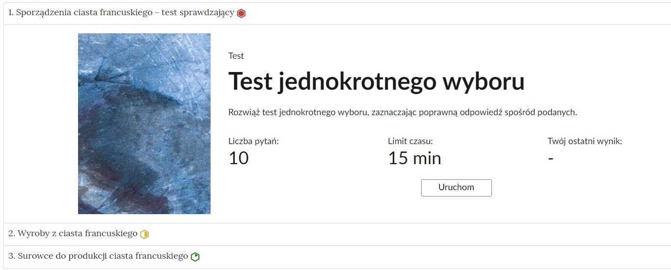 Grafika przedstawia widok jednego zadania z listy zadań w Interaktywnych Materiałach Sprawdzających.