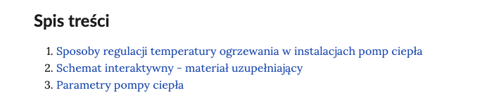 Zdjęcie przedstawia spis treści multimedium z trzema punktami oznaczającymi tytuły poszczególnych multimediów materiału.
