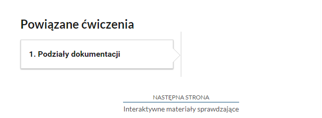 Przykładowy widok na ćwiczenia powiązane