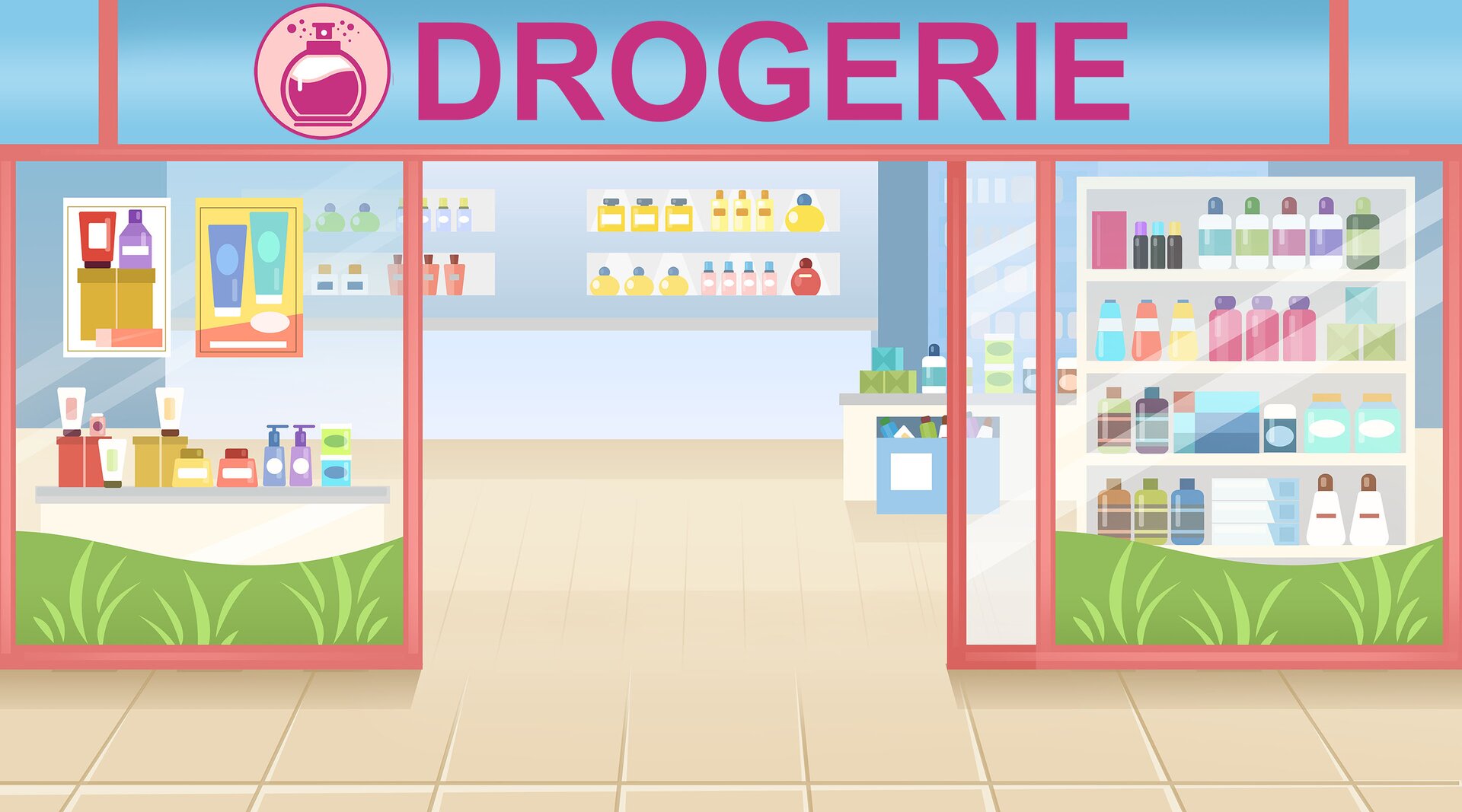 Na ilustracji znajduje się drogeria.