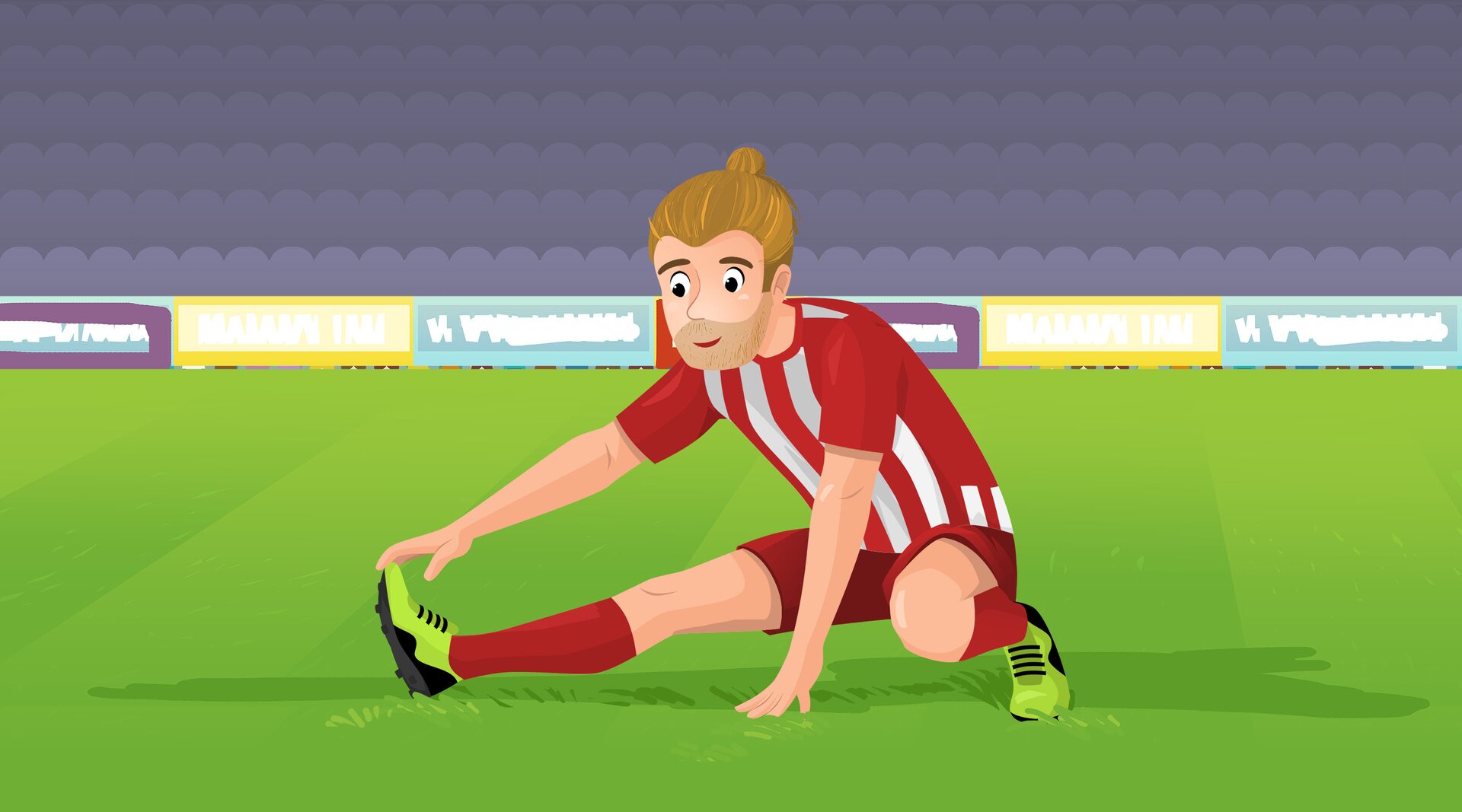 Na ilustracji znajduje się piłkarz, który trenuje.