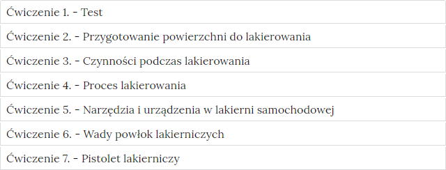 Przykładowy widok zakładek interaktywnych materiałów sprawdzających