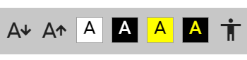 Pasek menu, w którym zebrane są przyciski dostosowujące e‑materiał do odbiorców ze specjalnymi potrzebami. Dwa pierwsze przyciski z literą A i strzałką w górę lub w dół służą odpowiednio do zwiększenia lub zmniejszenia rozmiaru czcionki. Cztery przyciski z literą A wpisaną w kwadraty służą do wyłączenia lub włączenia trybu wysokiego kontrastu. Ikona człowieka przełącza e‑materiał do trybu dostępności. 