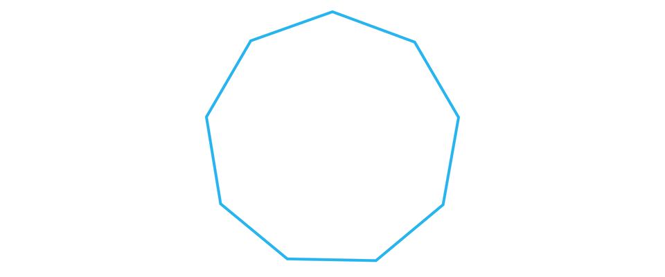 Ilustracja przedstawia dziewięciokąt foremny.