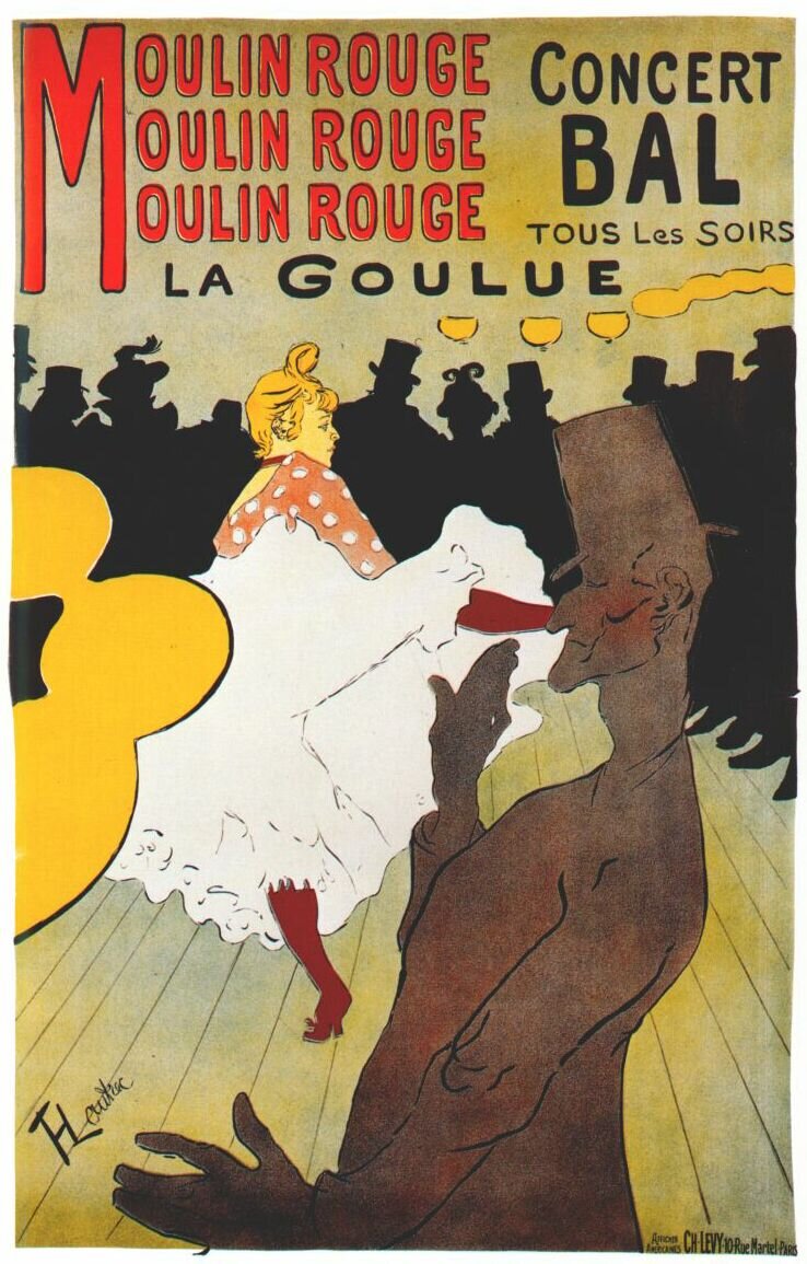 Moulin Rouge: La Goulue Ilustracja 1 Źródło: Henri Henri Toulouse-Lautrec, Moulin Rouge: La Goulue, 1891, litografia barwna, domena publiczna.